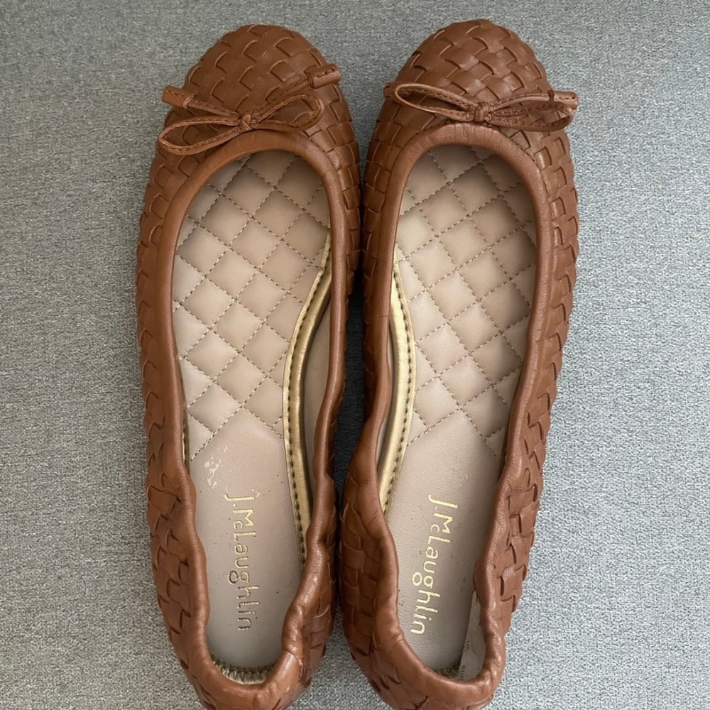 J. McLaughlin Brown Woven Ballet Flats